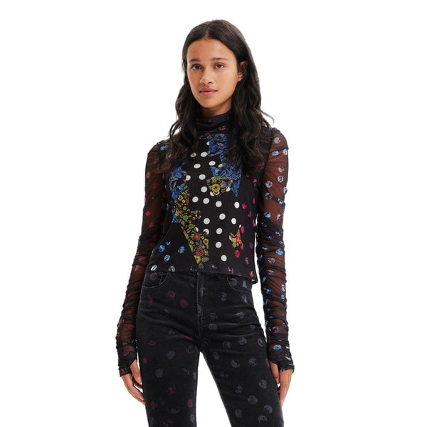 Desigual Women Multicolor Mesh Crop Top